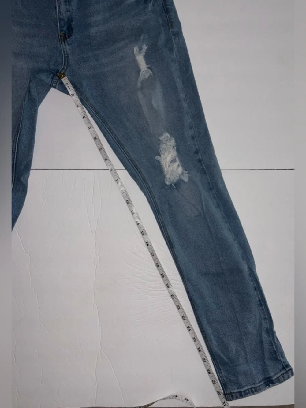 Fashion Nova Men Slim Straight Distressed Light Blue Jeans